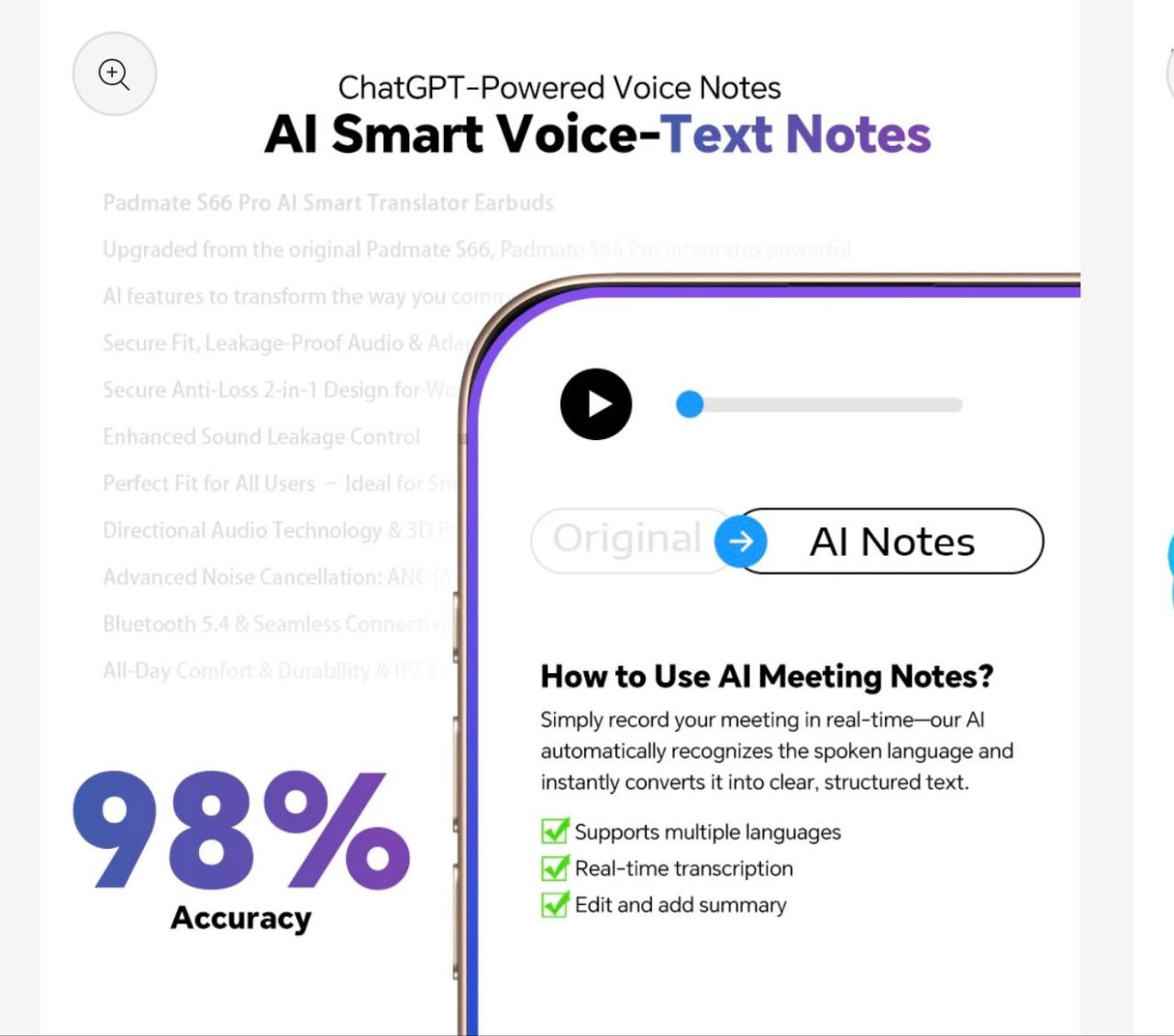 AI Real-Time Translator Earbuds – Instant Voice Translation in 100+ Languages